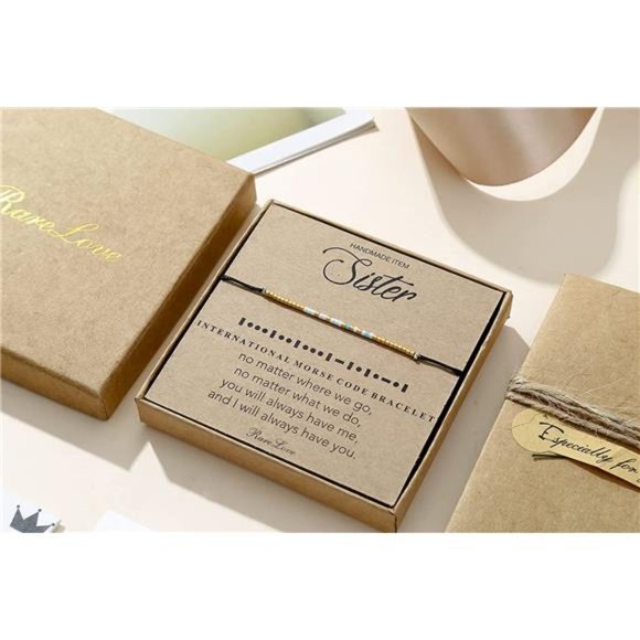 Sister Morse Code Beaded Bracelet Sister Birthday Gift from Sister Long Distance - Picture 4 of 7